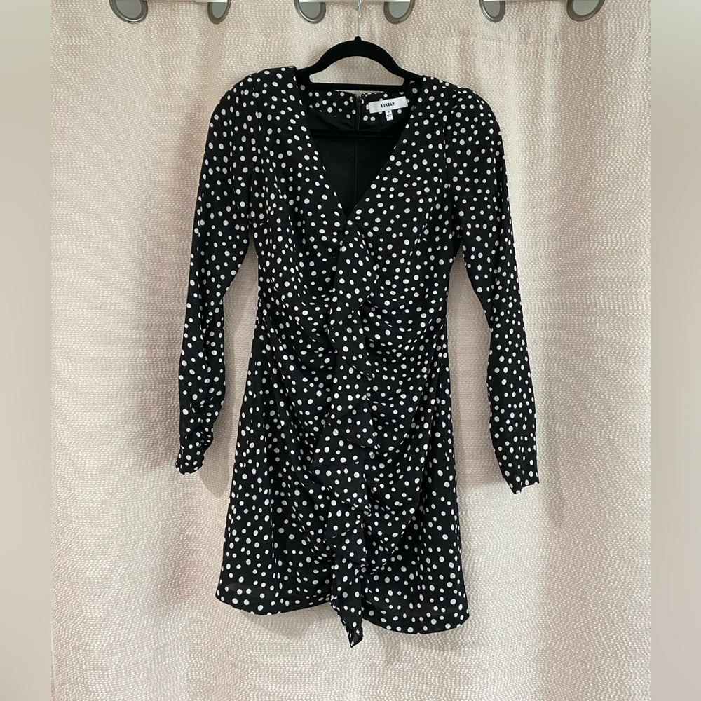 LIKELY Corinne black and white polka dot dress size xs